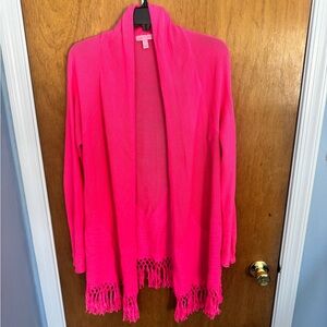 Hot Pink Lilly Pulitzer Cardigan with Fringe